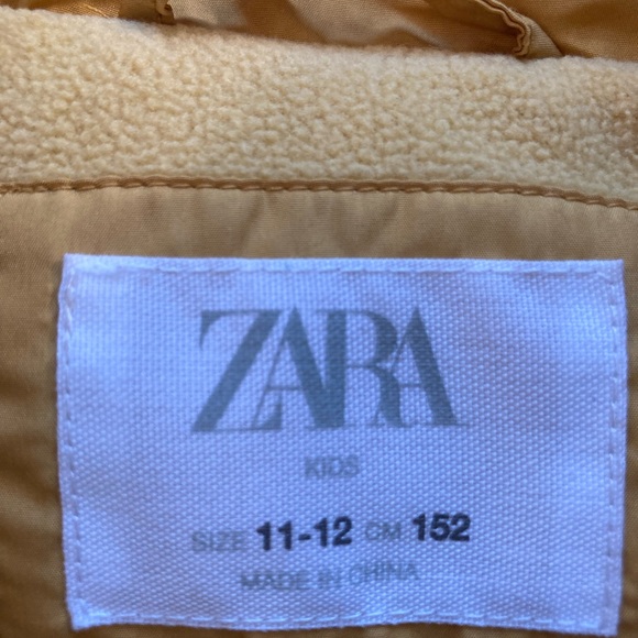 Kids Zara Fleece Lined Mustard Yellow Puffa Jacket - Picture 4 of 4